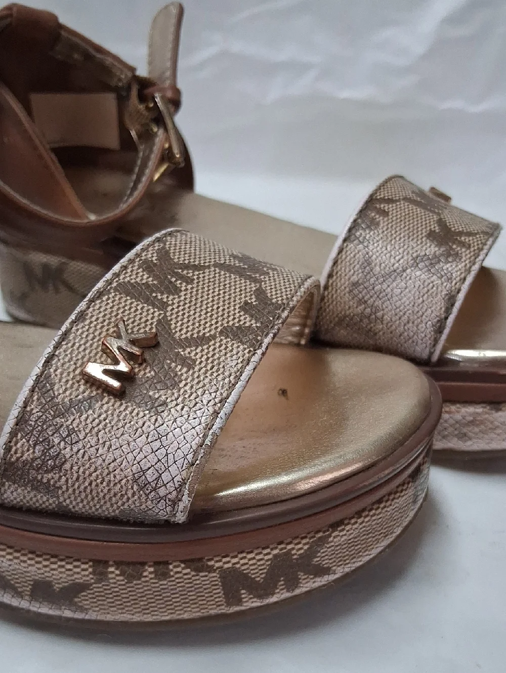 Michael Kors Brown/Tan Platform Ankle-Strap Sandals Size 12 Toddler Girl